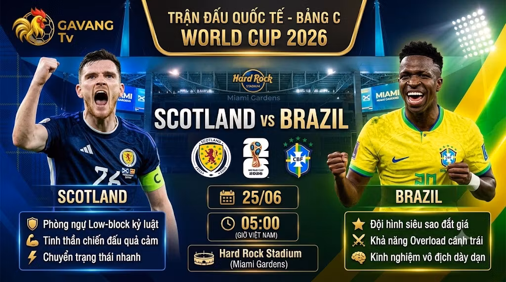 Nhận định trận đấu Scotland vs Brazil lượt cuối bảng C World Cup 2026.
